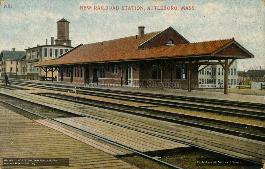 Postcard: New Railroad Station, Attleboro, Massachusetts